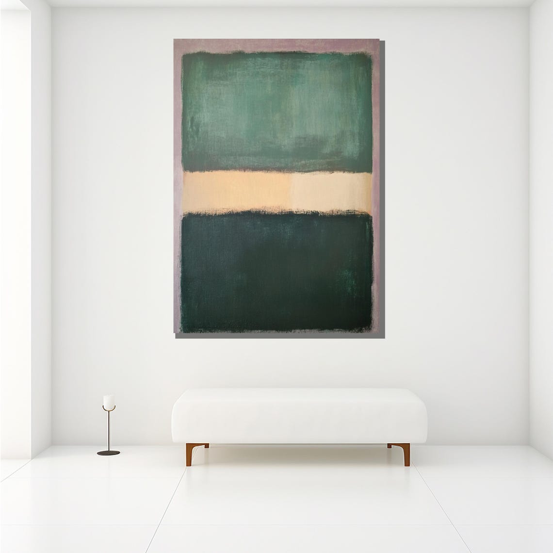 Mark Rothko Style Green And Beige Color Field Abstract Art Poster - Image 2