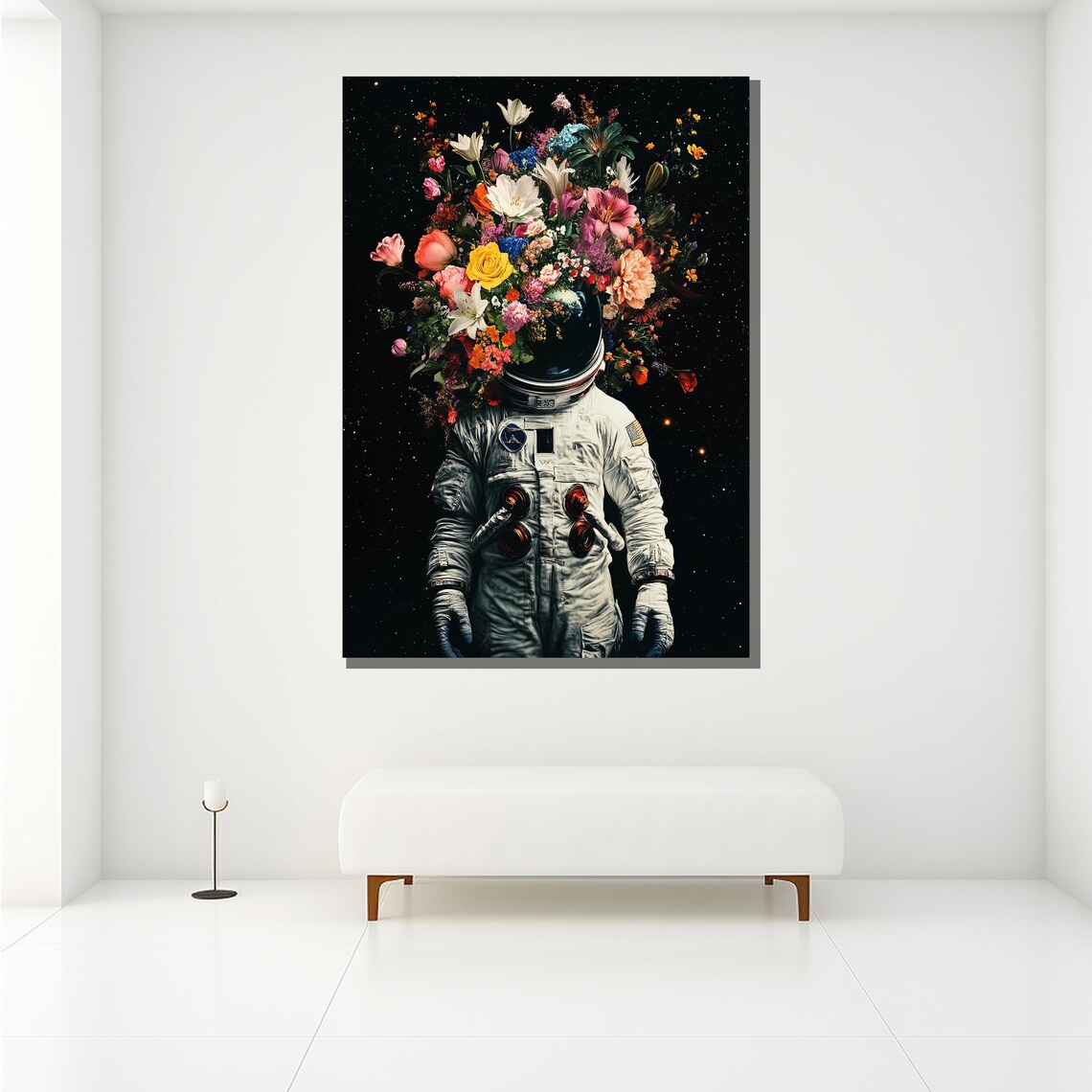 Astronaut Flower Helmet Space Surreal Blooming Floral Wall Art Poster - Image 2