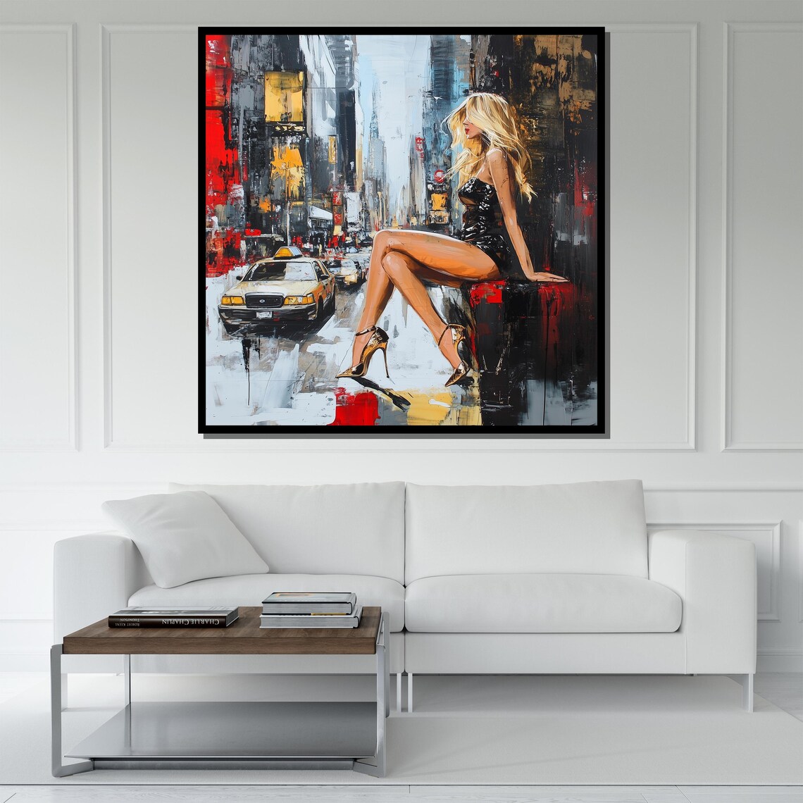 New York City Woman Yellow Taxi Urban Street Pop Art Painting Poster - Image 5
