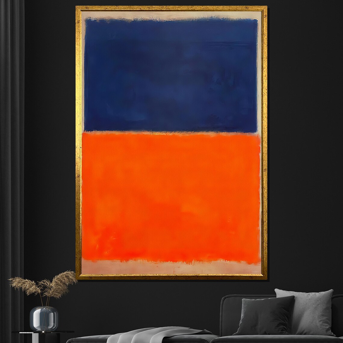 Mark Rothko Painting Blue And Orange Abstract Art With Golden Frame Modern Wall Art Gift For Decor