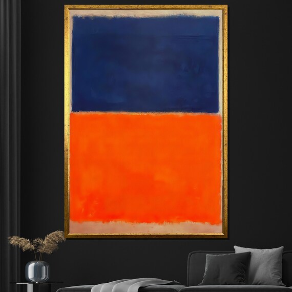 Mark Rothko Painting Blue And Orange Abstract Art With Golden Frame Modern Wall Art Gift For Decor