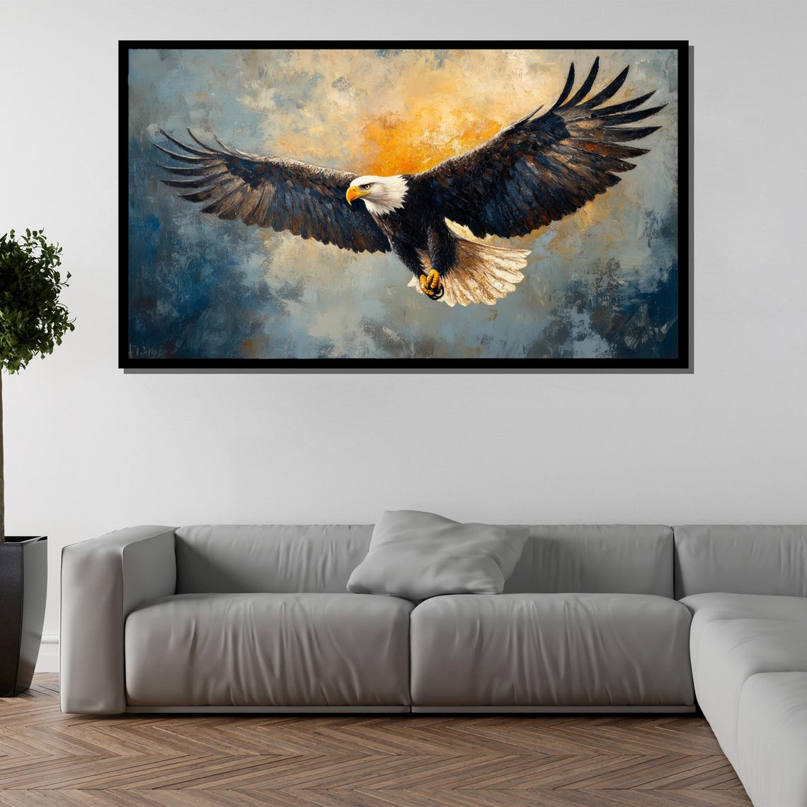 Bald Eagle Soaring Wings Spread Majestic Sky Wildlife Wall Art - Image 5