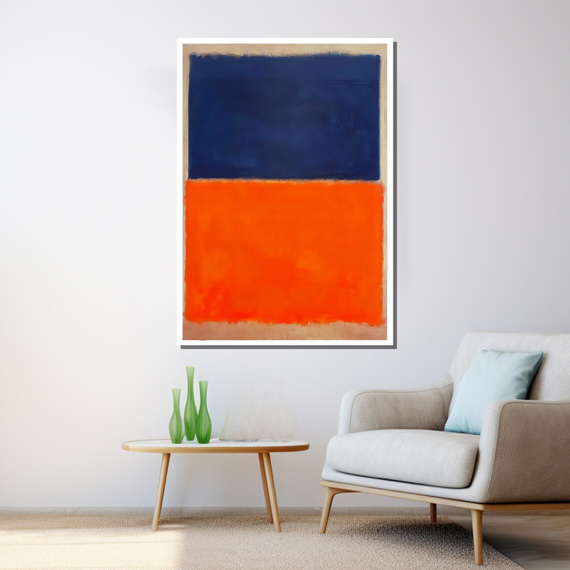 Mark Rothko Painting Blue And Orange Abstract Art With Golden Frame Modern Wall Art Gift For Decor - Image 3