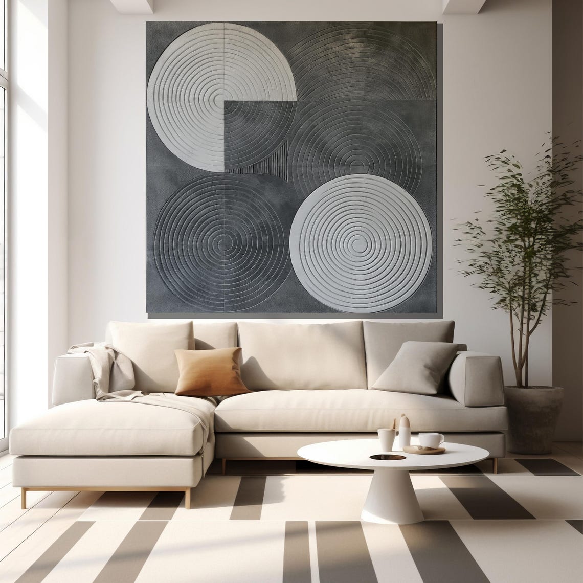 Minimalist Gray Abstract Painting Modern Wall Art Unique Gift For Living Room Bold Home Decor Statement Piece - Image 2