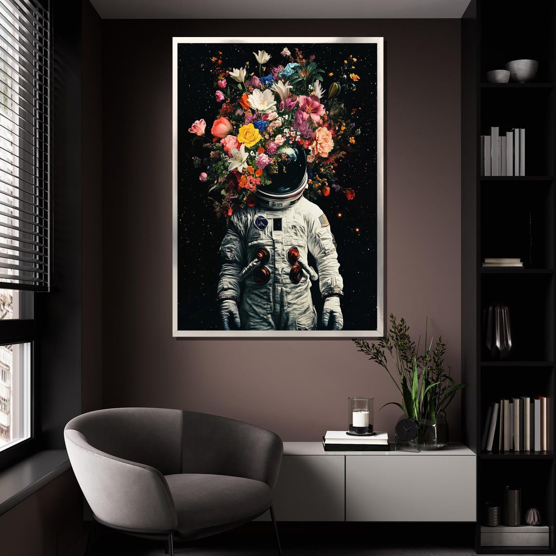 Astronaut Flower Helmet Space Surreal Blooming Floral Wall Art Poster - Image 4