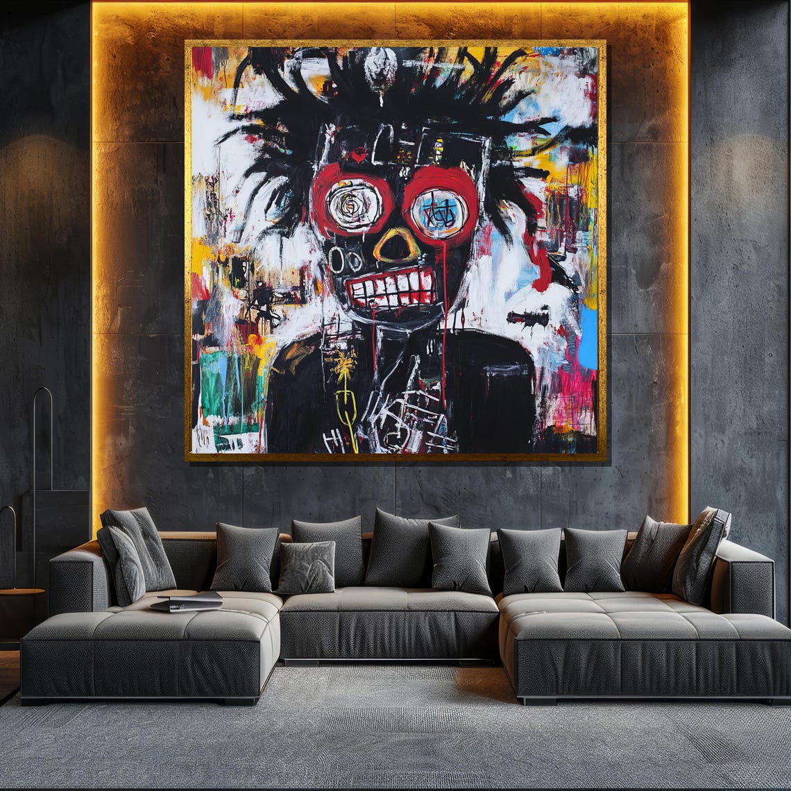 Abstract Skull Painting Colorful Graffiti Inspired Wall Art Bold Contemporary Decor Unique Artwork Gift
