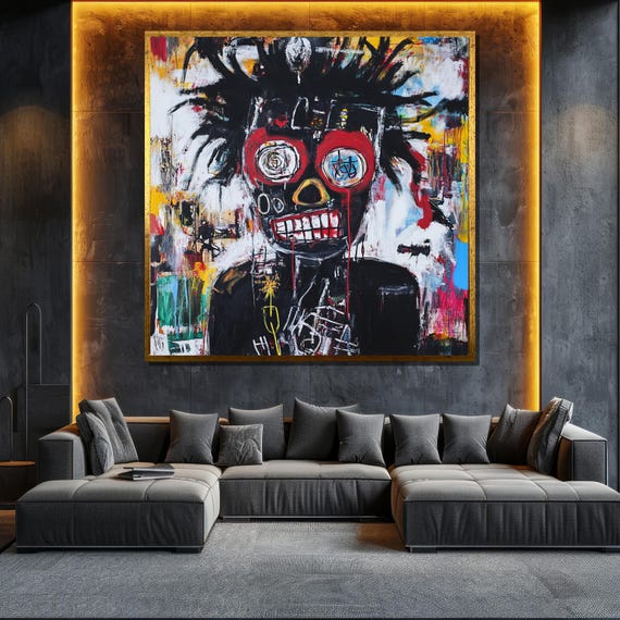 Abstract Skull Painting Colorful Graffiti Inspired Wall Art Bold Contemporary Decor Unique Artwork Gift