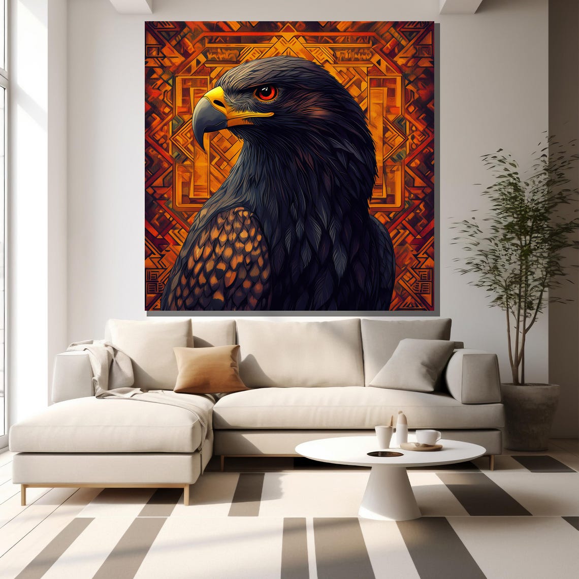 Majestic Eagle Painting Tribal Style Wall Art Bold Home Decor Wildlife Art Unique Gift Idea - Image 2
