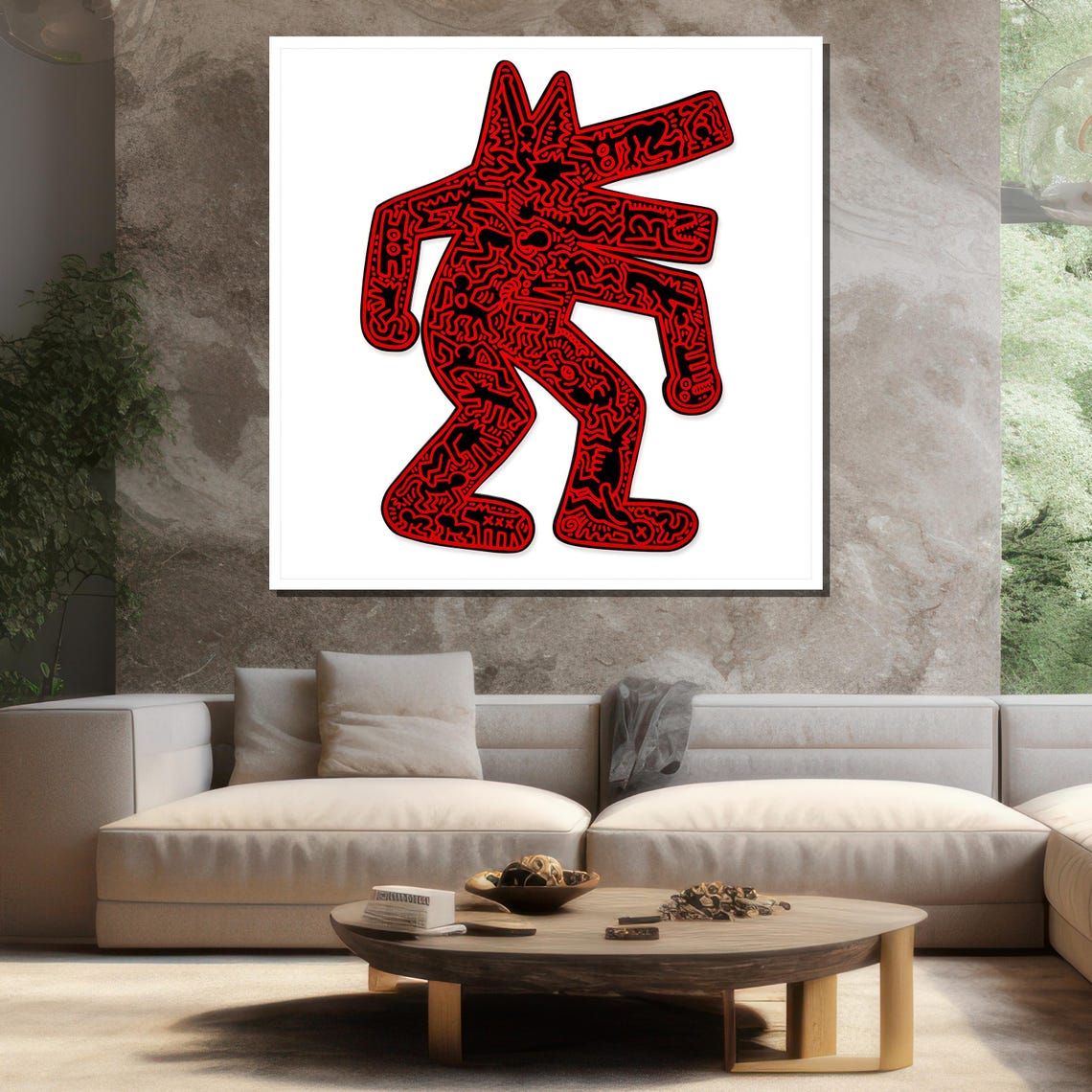 Bold Red And Black Abstract Dog Pop Art Modern Wall Art For Home Decor Or Unique Gift - Image 3
