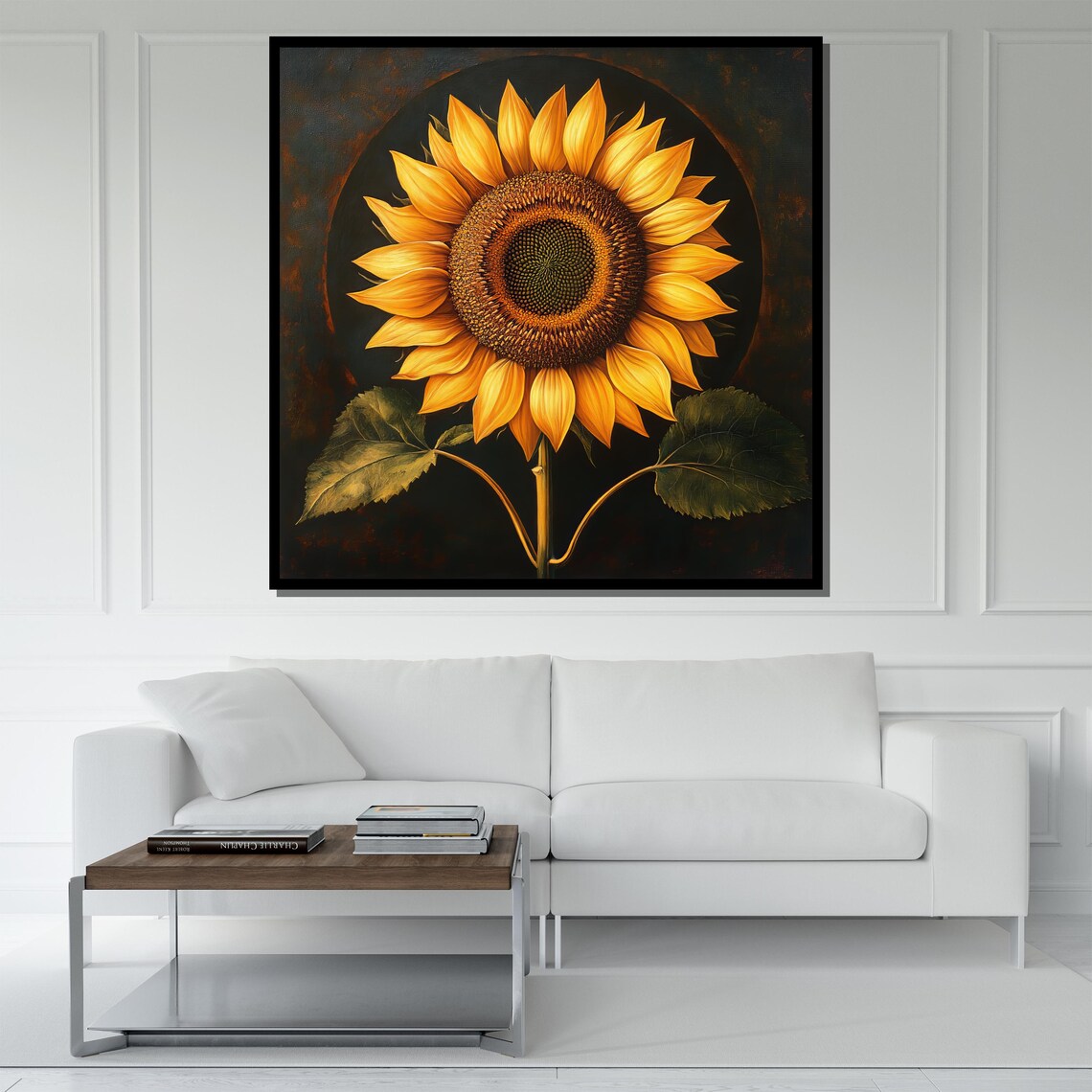 Glowing Sunflower On Dark Background Golden Halo Floral Art Poster - Image 5