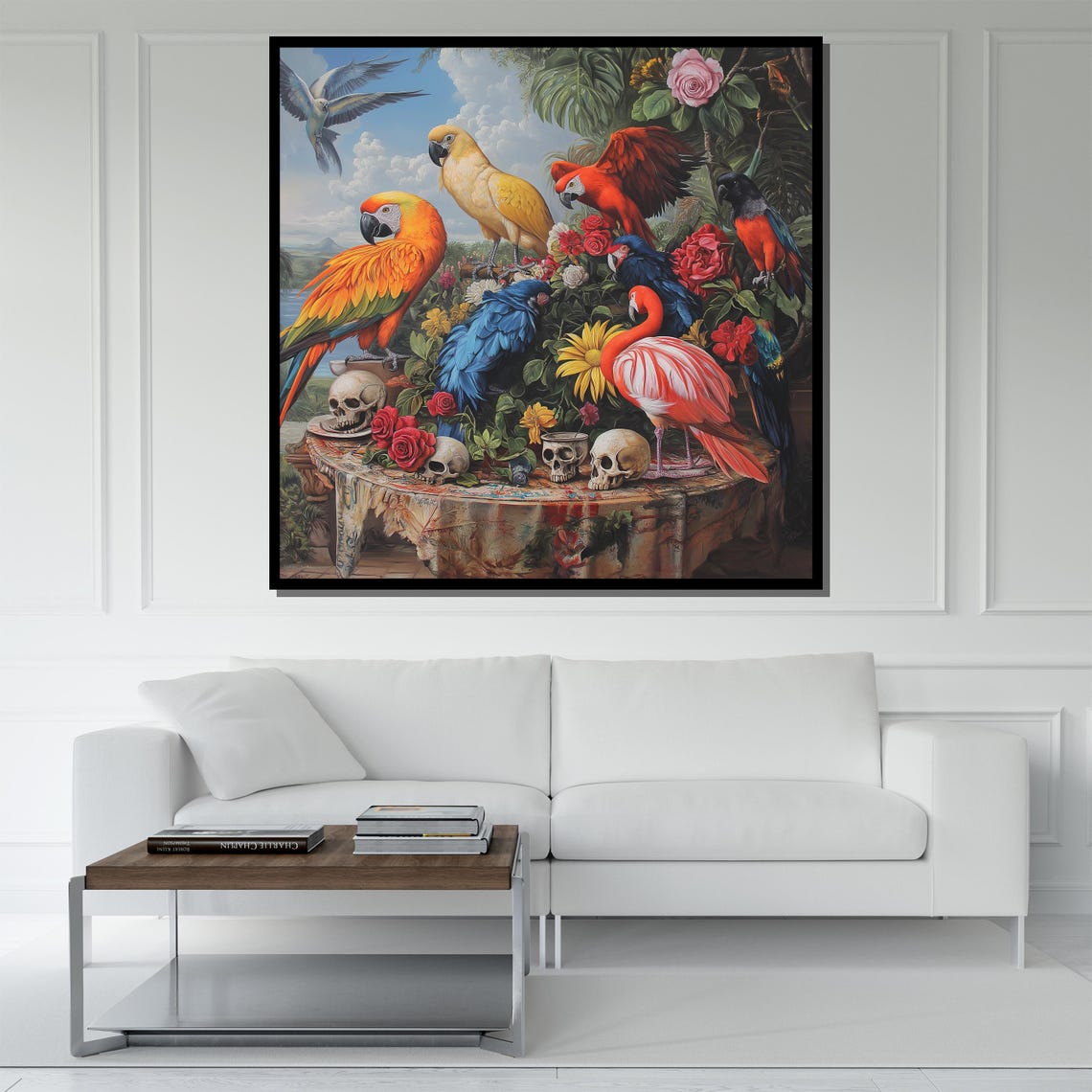Tropical Parrots Skulls Baroque Still Life Exotic Bird Poster - Image 5