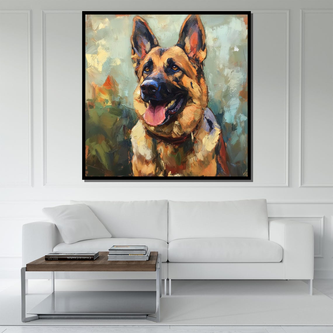 German Shepherd Happy Dog Portrait Colorful Painterly Pet Wall Art - Image 5