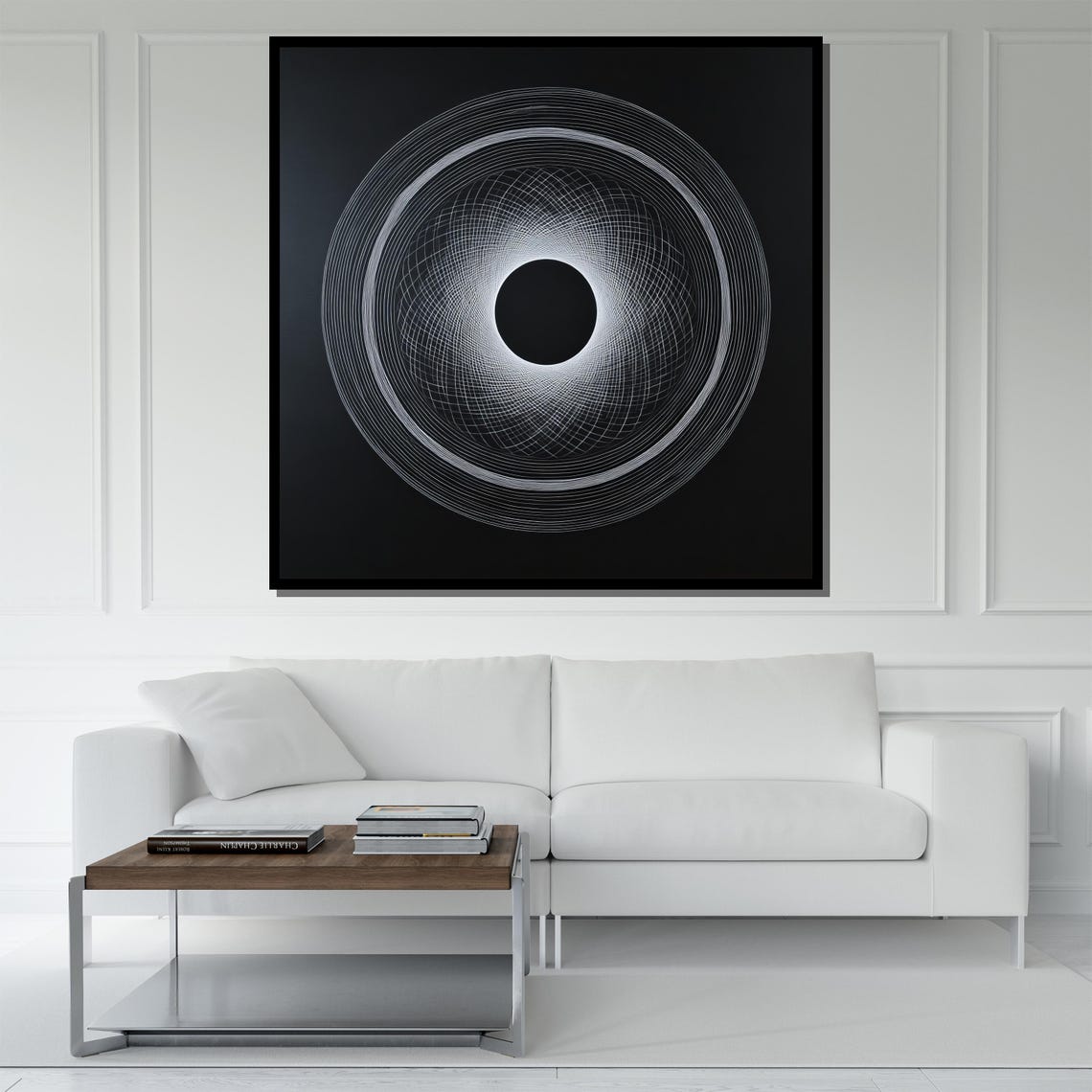 Minimalist Black And White Abstract Painting Modern Wall Art Unique Gift For Living Room Bold Home Decor Statement Piece - Image 5