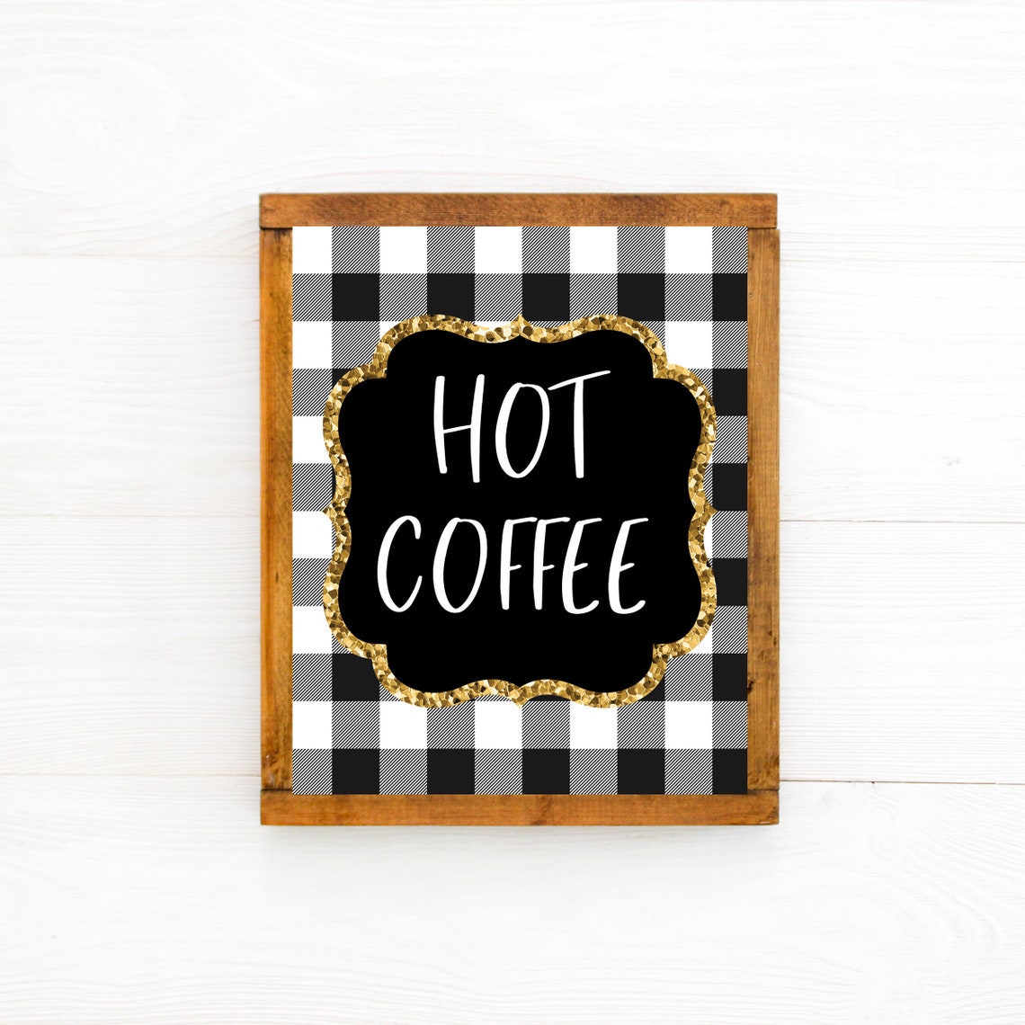 Hot Coffee Buffalo Plaid Christmas Coffee Bar Station Poster