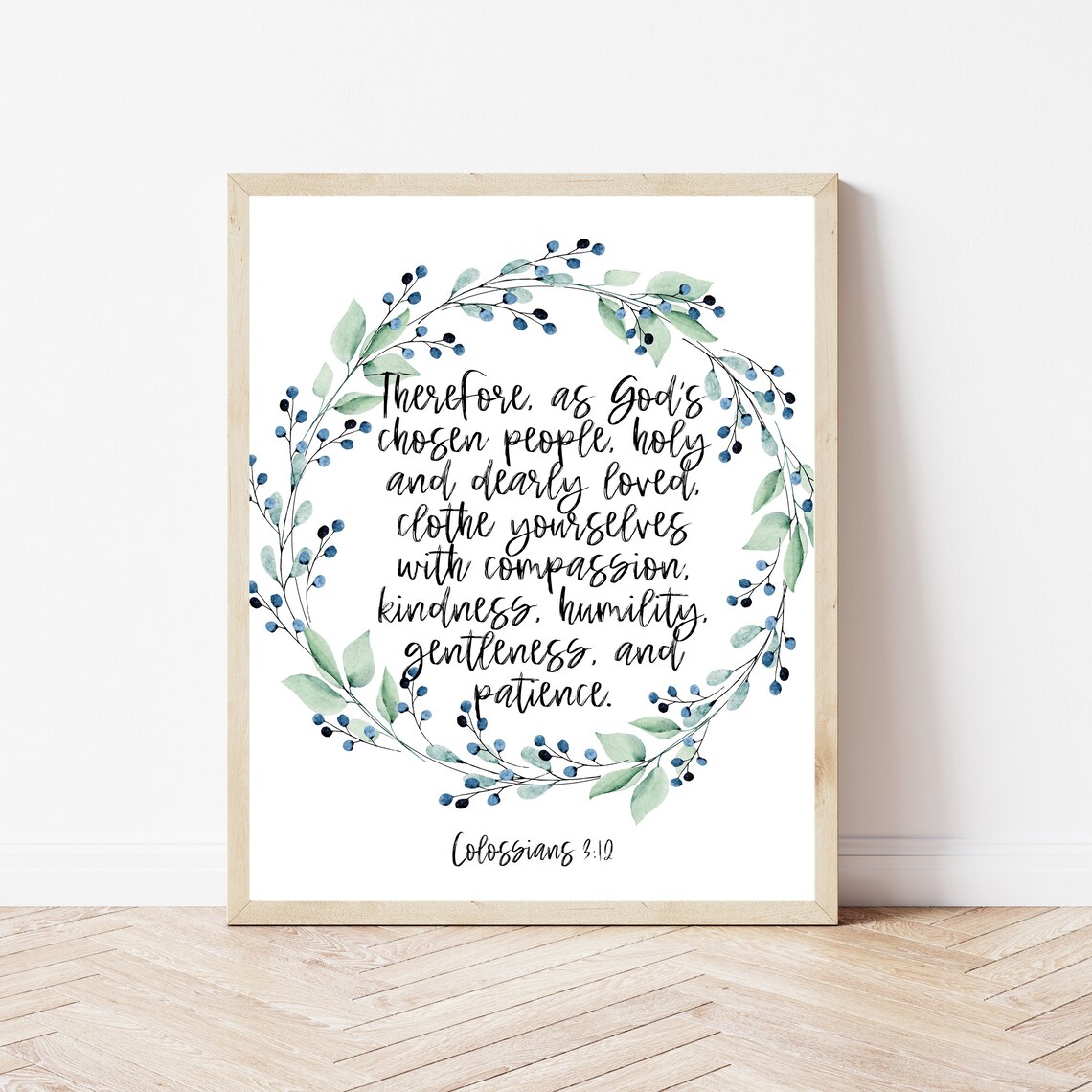 Colossians 3:12 Scripture Art Print, Christian Verse