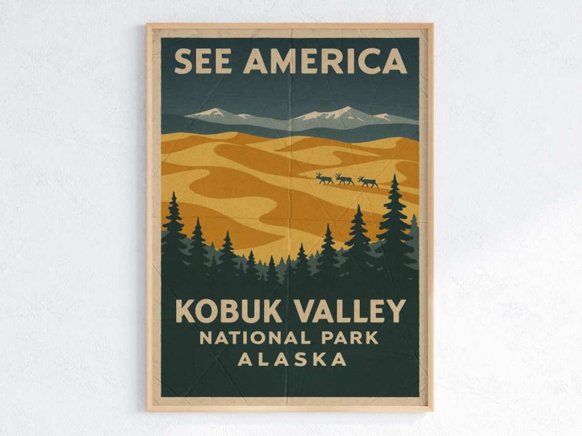 Kobuk Valley National Park Alaska Vintage WPA Style Arctic Poster