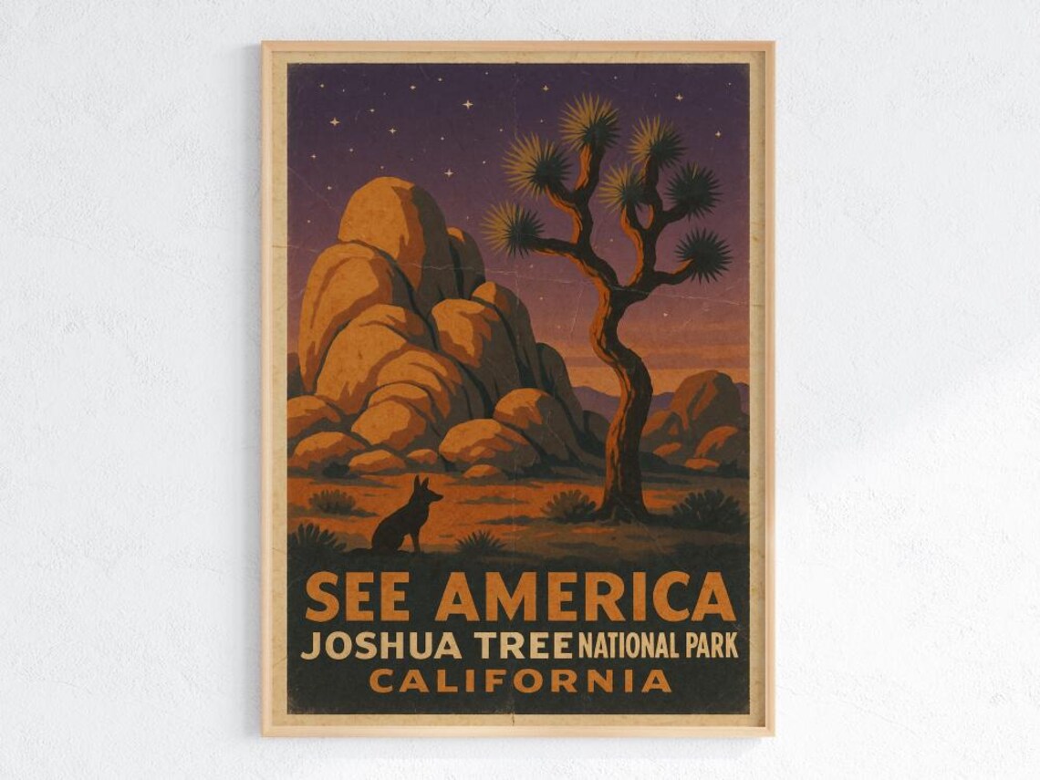 See America Joshua Tree National Park California Vintage Travel Poster