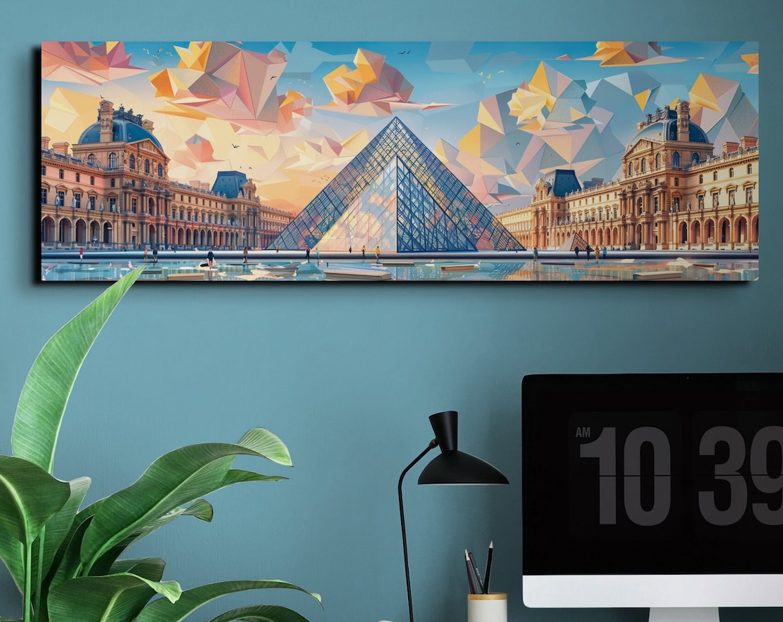 The Louvre Mid-Century Modern Panoramic Art Print