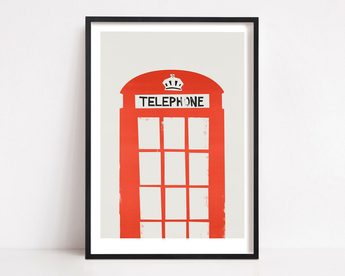 London Red Telephone Box Retro Style Art Print