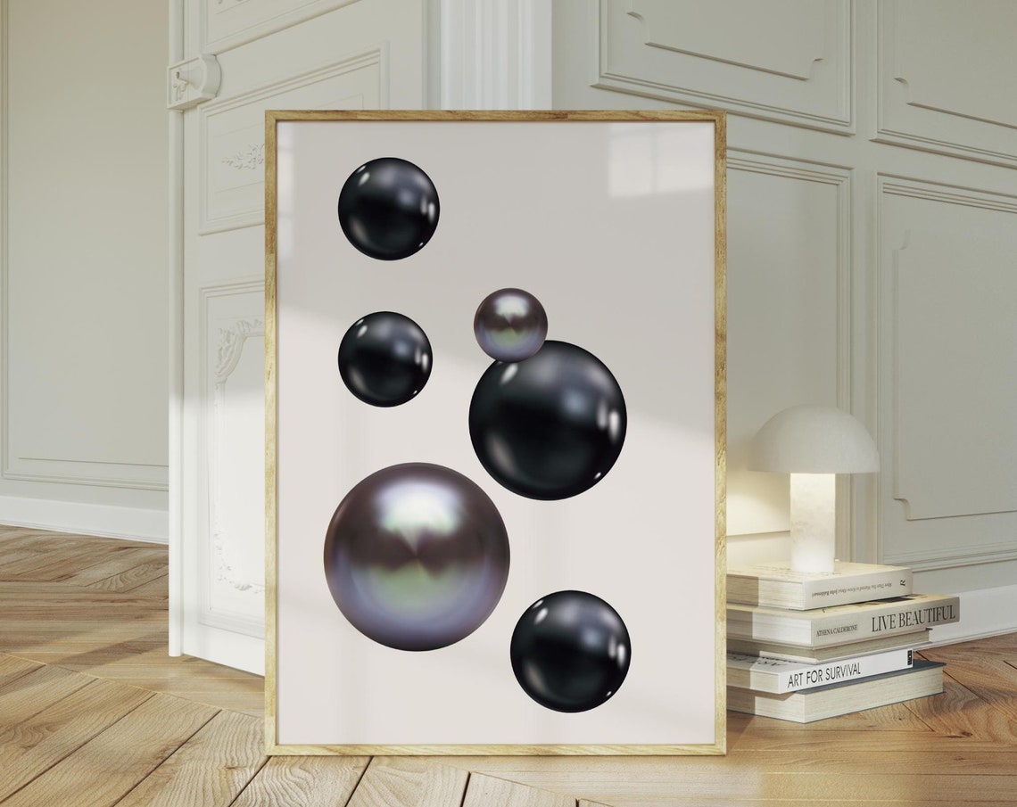 Black Pearl Minimalist Abstract Print Elegant Modern Home Decor