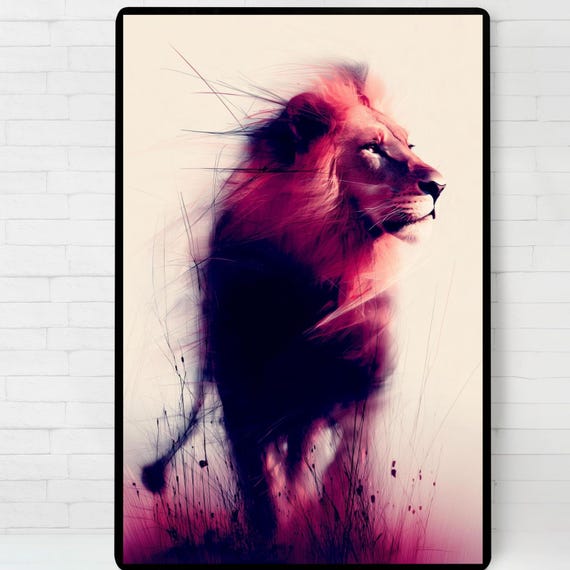 Lion Abstract Wildlife Poster