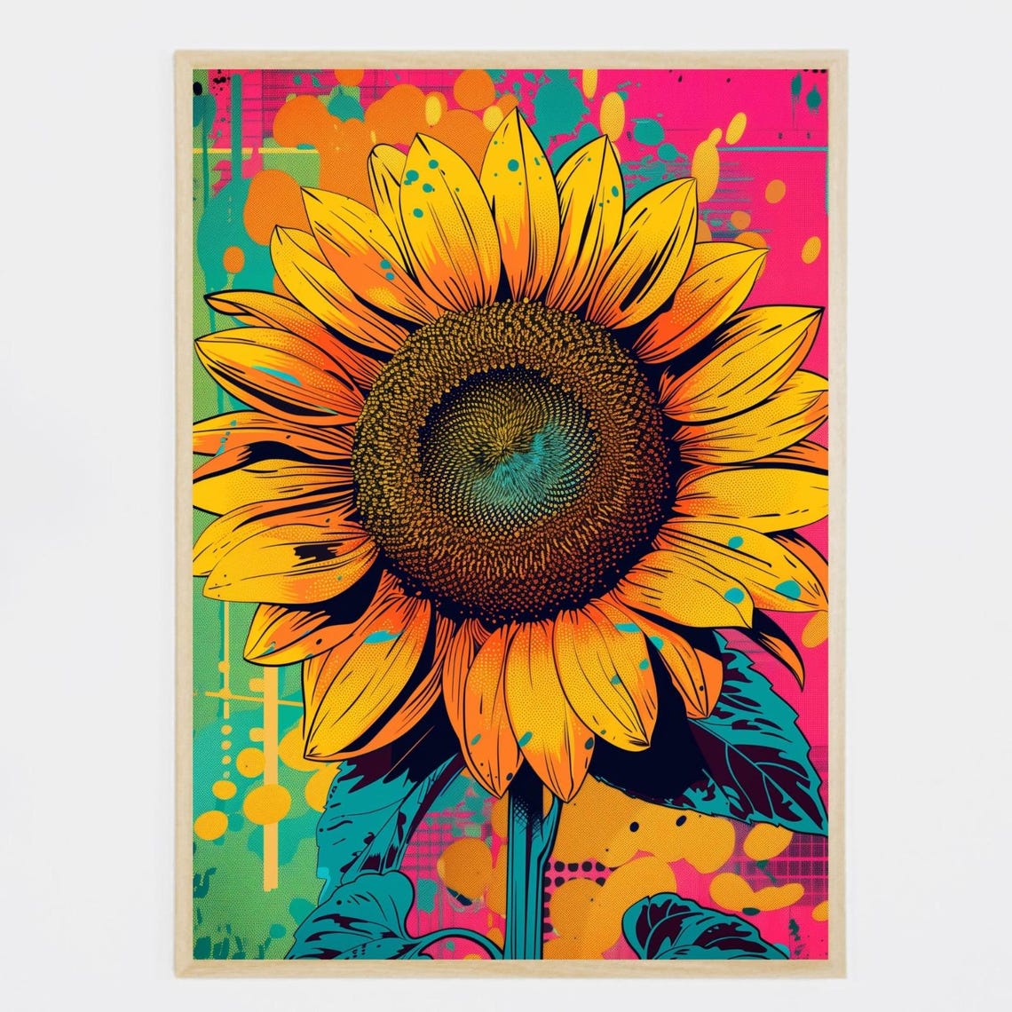 Giant Sunflower Pop Art Bold Color Statement Floral Bloom Poster
