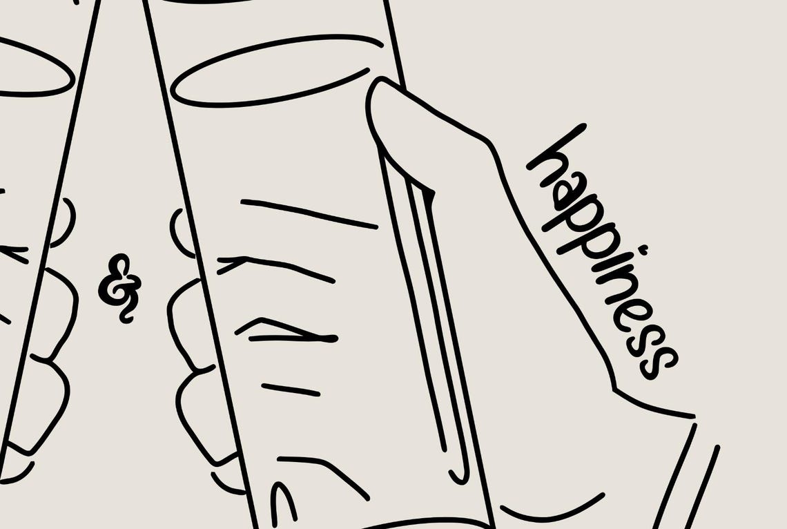 Health and Happiness Cheers Clinking Glasses Line Drawing Poster - Image 2