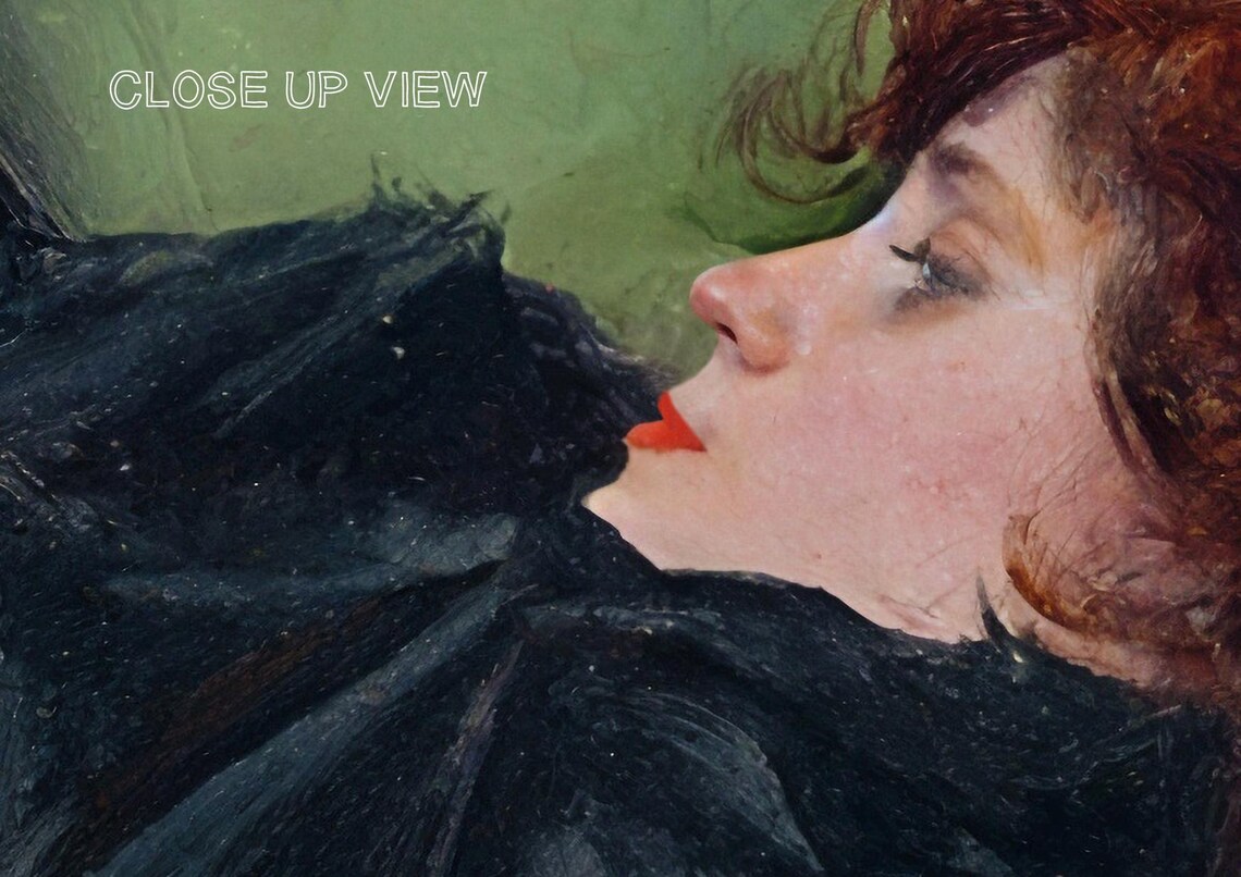 Reclining Woman Vintage Oil Painting Green Sofa Decadent Art Poster - Image 2