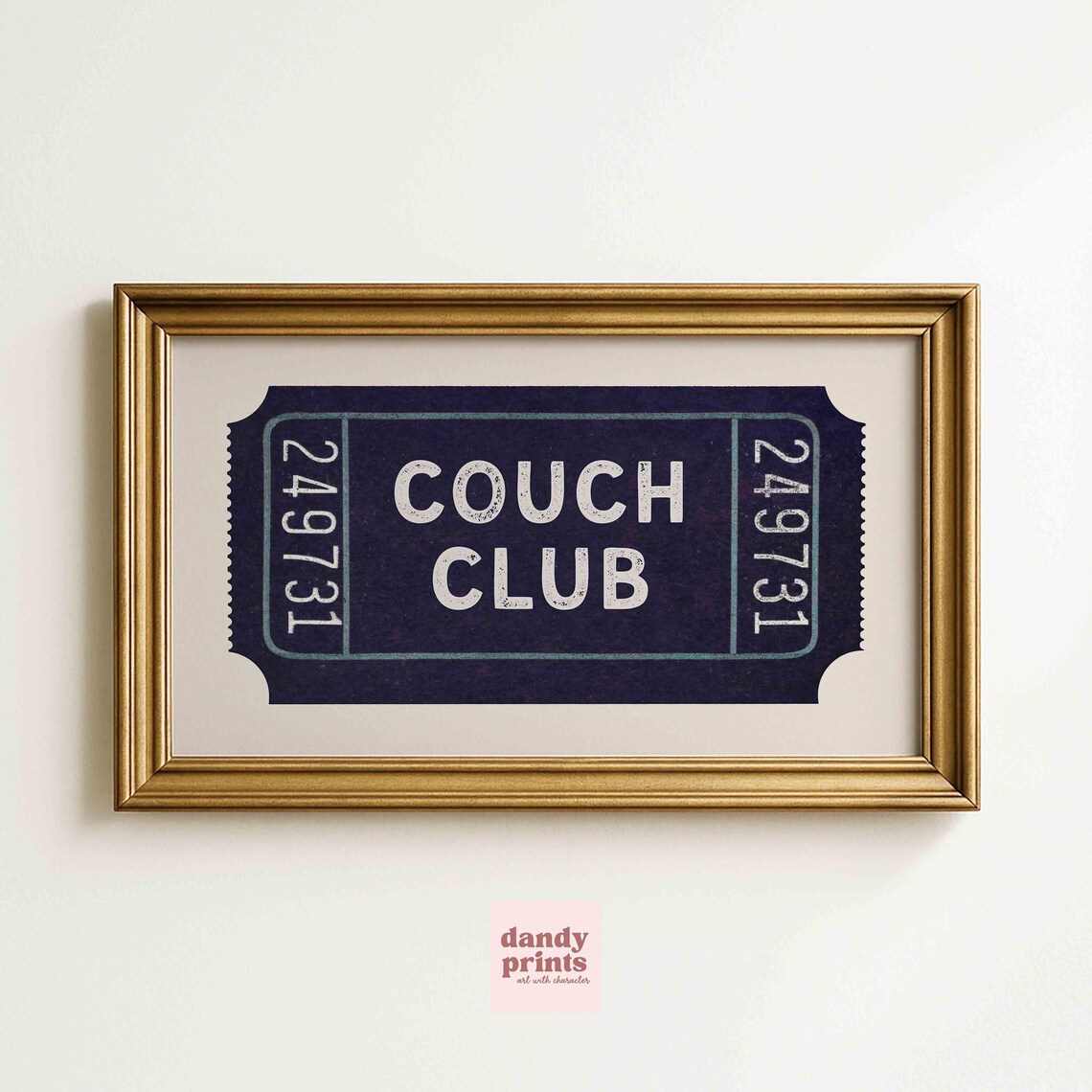 Couch Club TV Vintage Ticket Stub Art Print