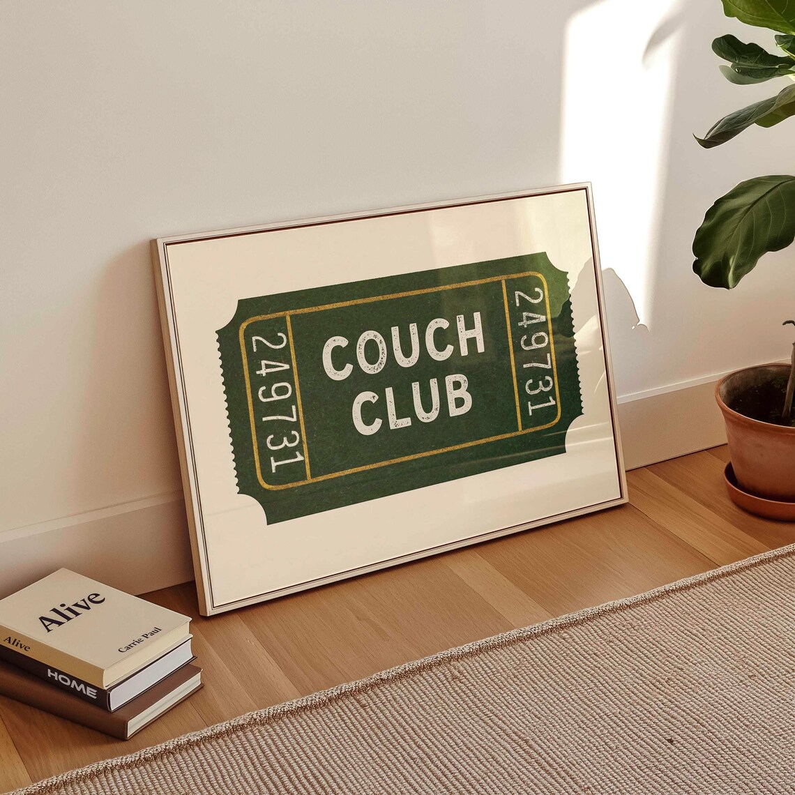 Couch Club Green Vintage Ticket Stub Retro Mid Century Print