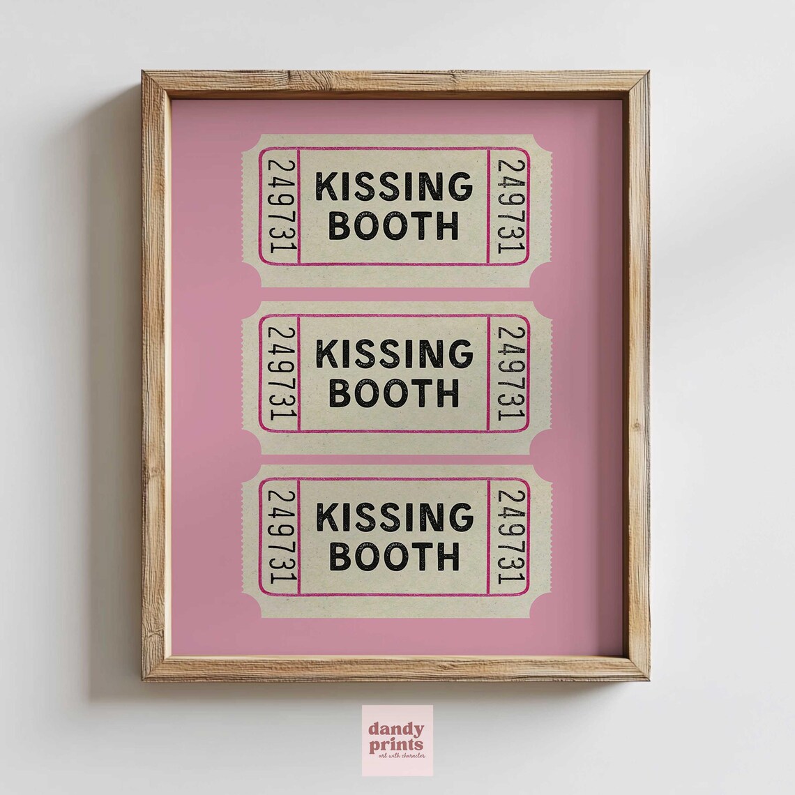 Kissing Booth Ticket Stub Retro Valentine Art Print