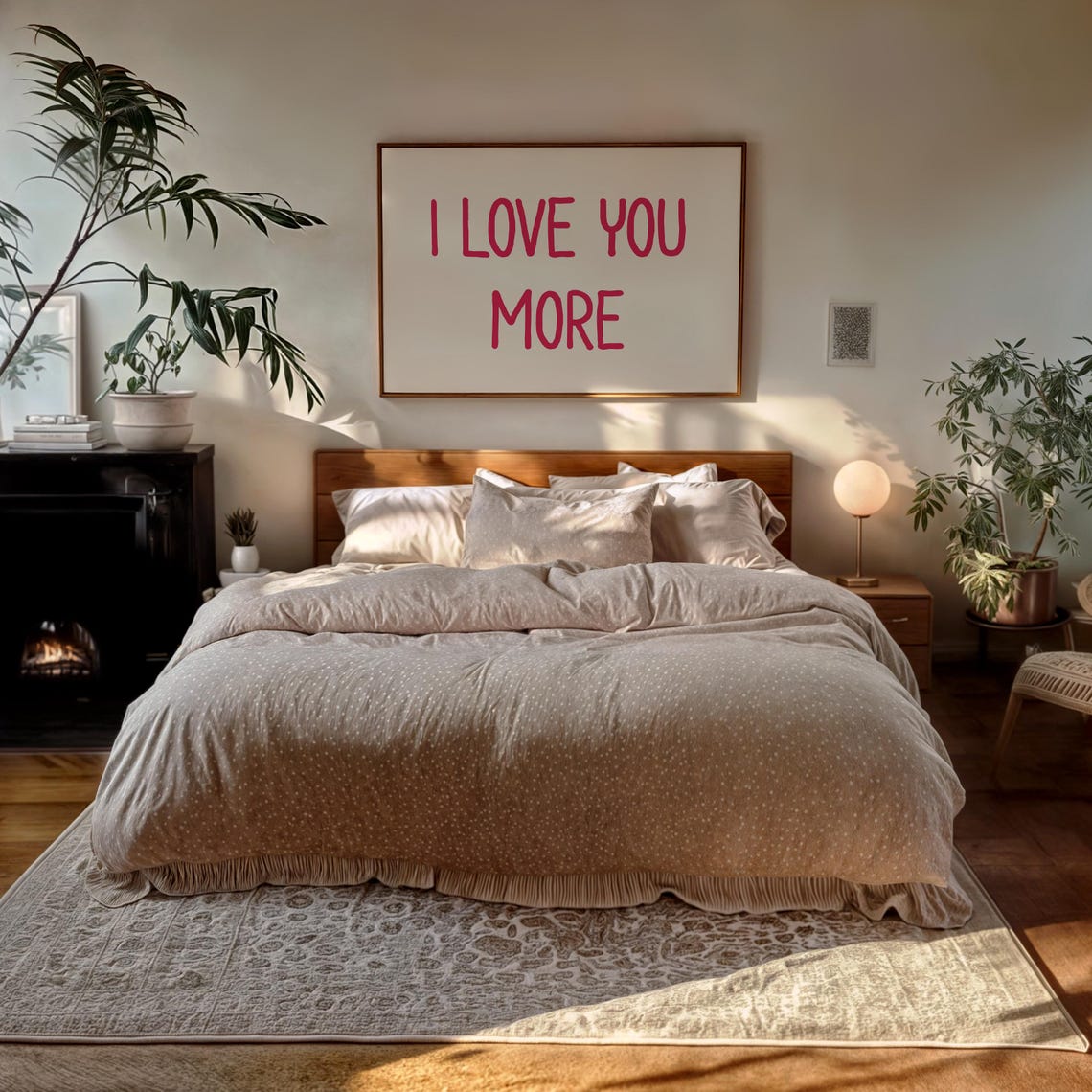 I Love You More Pink Hand Lettered Sweet Romance Valentine Poster - Image 2