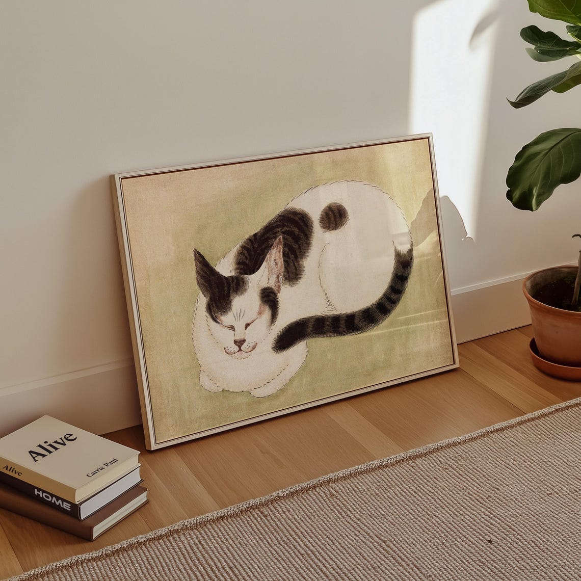 Vintage Sleeping Cat Art Print - Image 4
