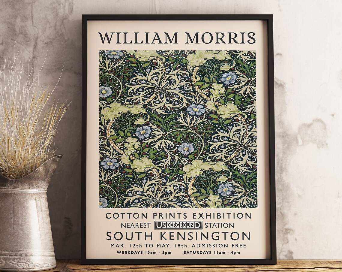 William Morris Exhibition Vintage Poster, Textile Art - Image 3