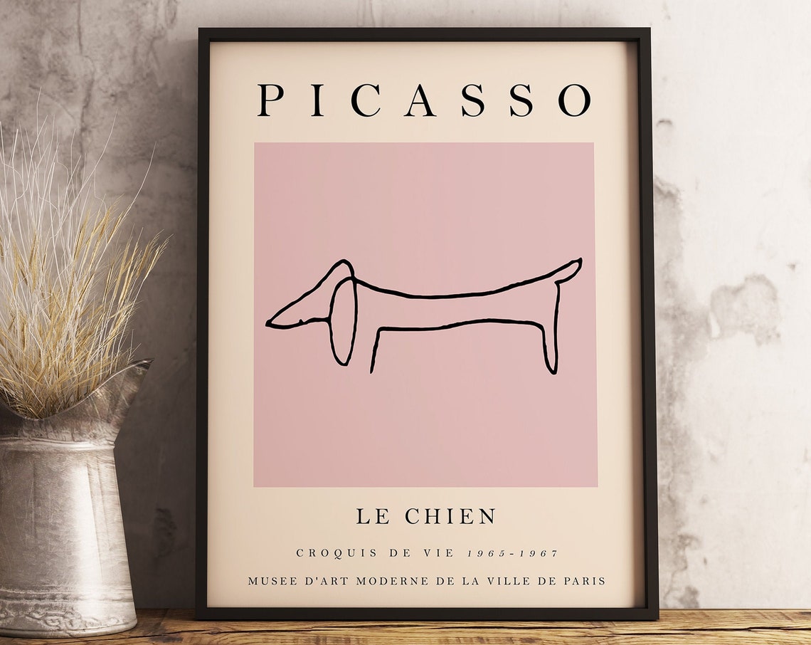 Picasso Le Chien Pink Dog Line Drawing Exhibition Gallery Poster - Image 3