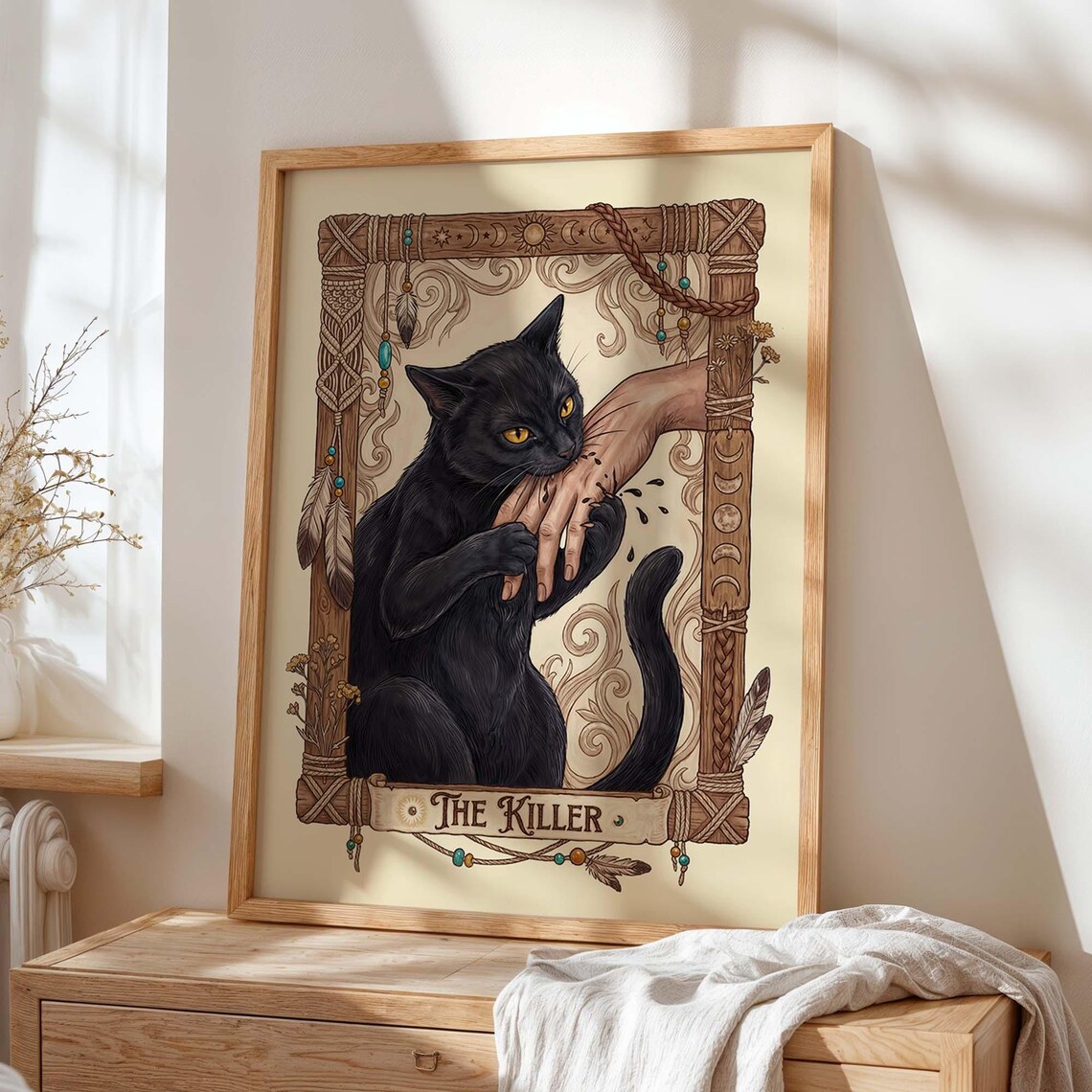 Black Cat Tarot, Witchy Boho Halloween Decor