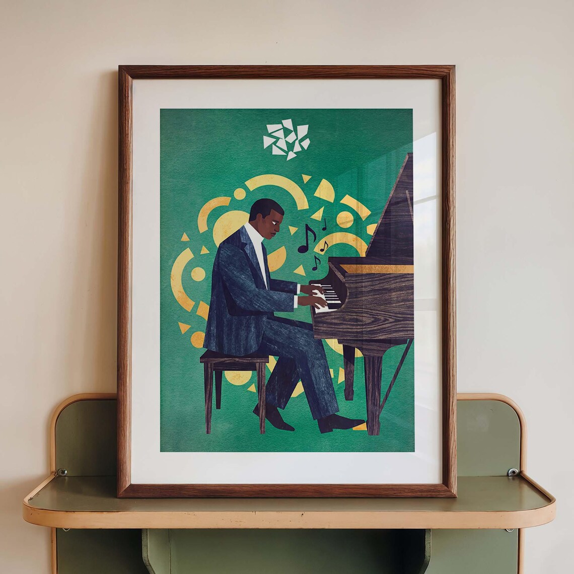 Jazz Pianist Mid-Century Music Room Decor
