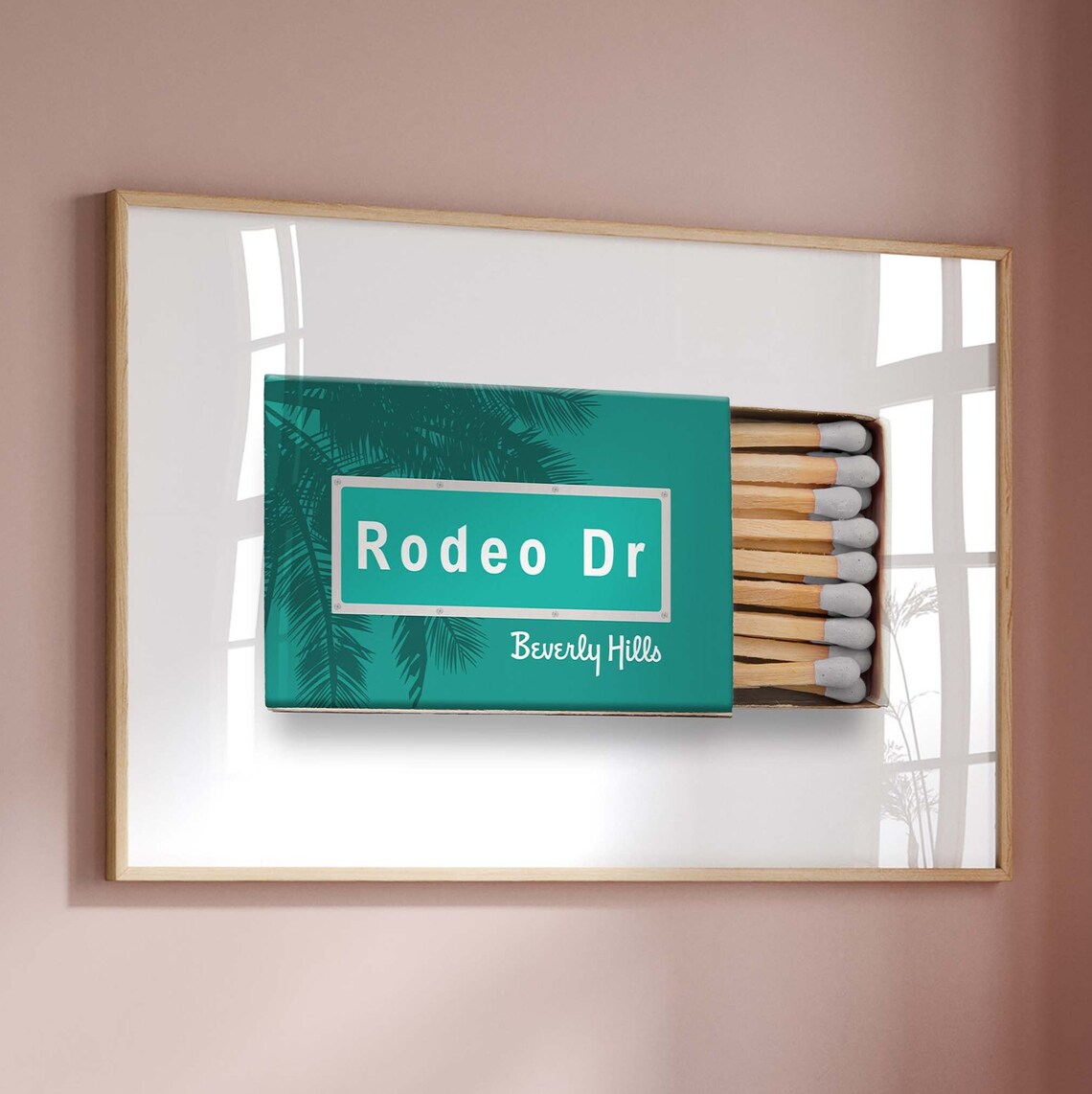 Rodeo Dr Beverly Hills Teal Matchbox Travel Retro Souvenir Poster - Image 2