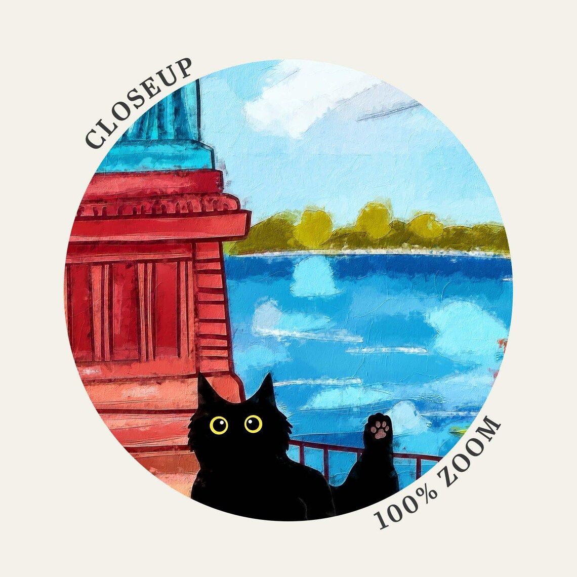Statue Of Liberty With Black Cat, New York Travel Poster - Image 4