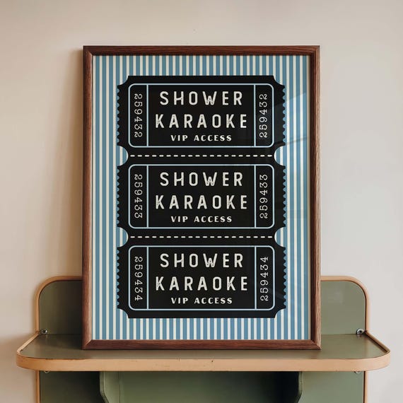 Funny Bathroom Shower Karaoke VIP Ticket, Retro