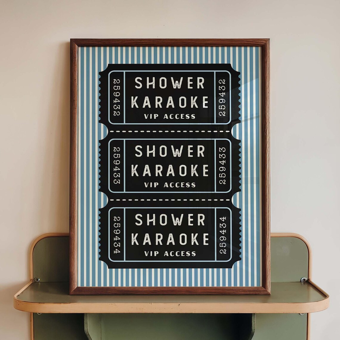 Funny Bathroom Shower Karaoke VIP Ticket, Retro