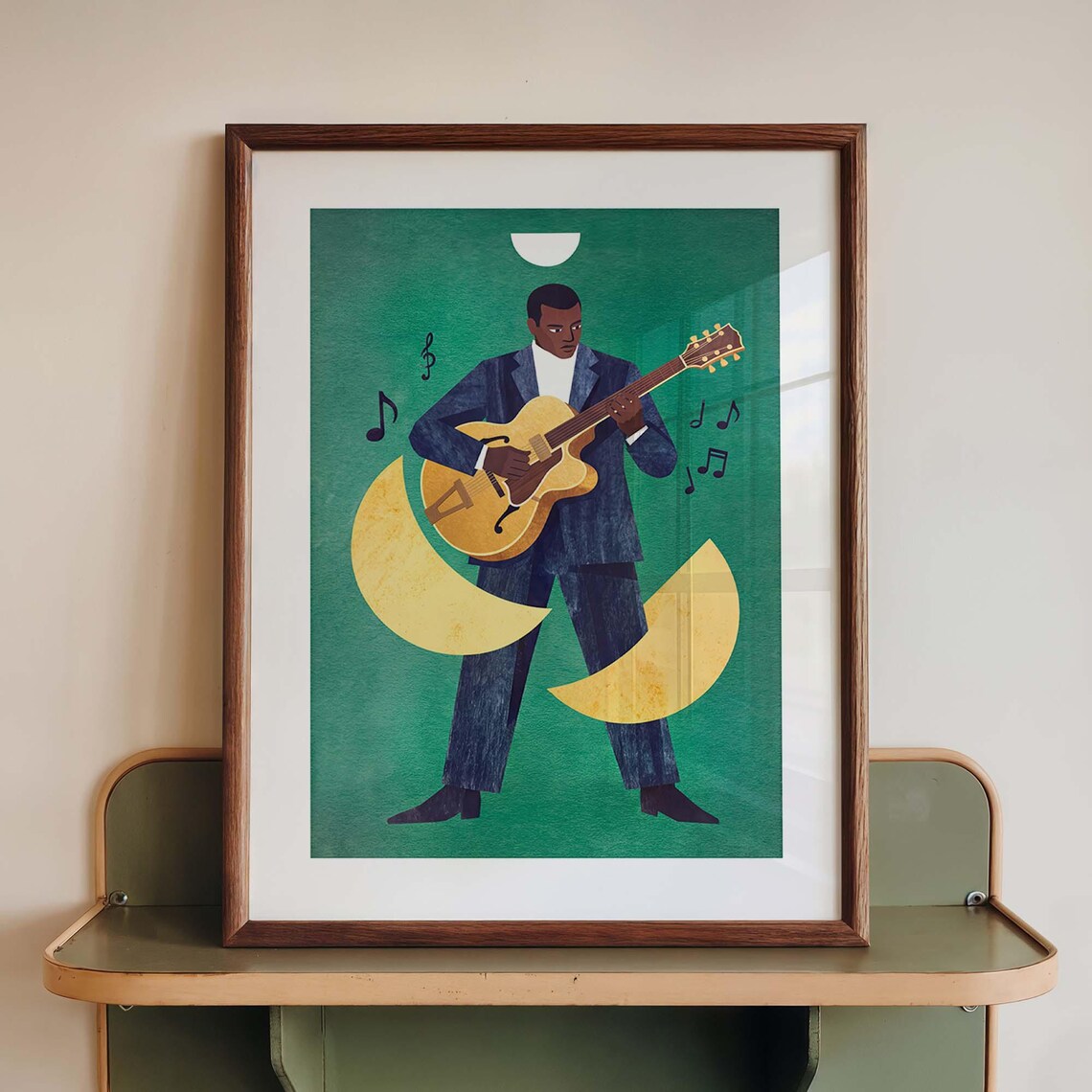 Jazz Guitarist Mid-Century Music Room Art Print
