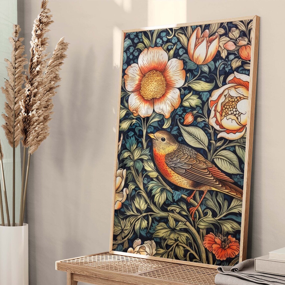 William Morris Inspired Poster Bird And Flowers Print Morris Art Art Nouveau Floral Print Botanical Vintage Art Nouveau Poster Ps0393 - Image 2