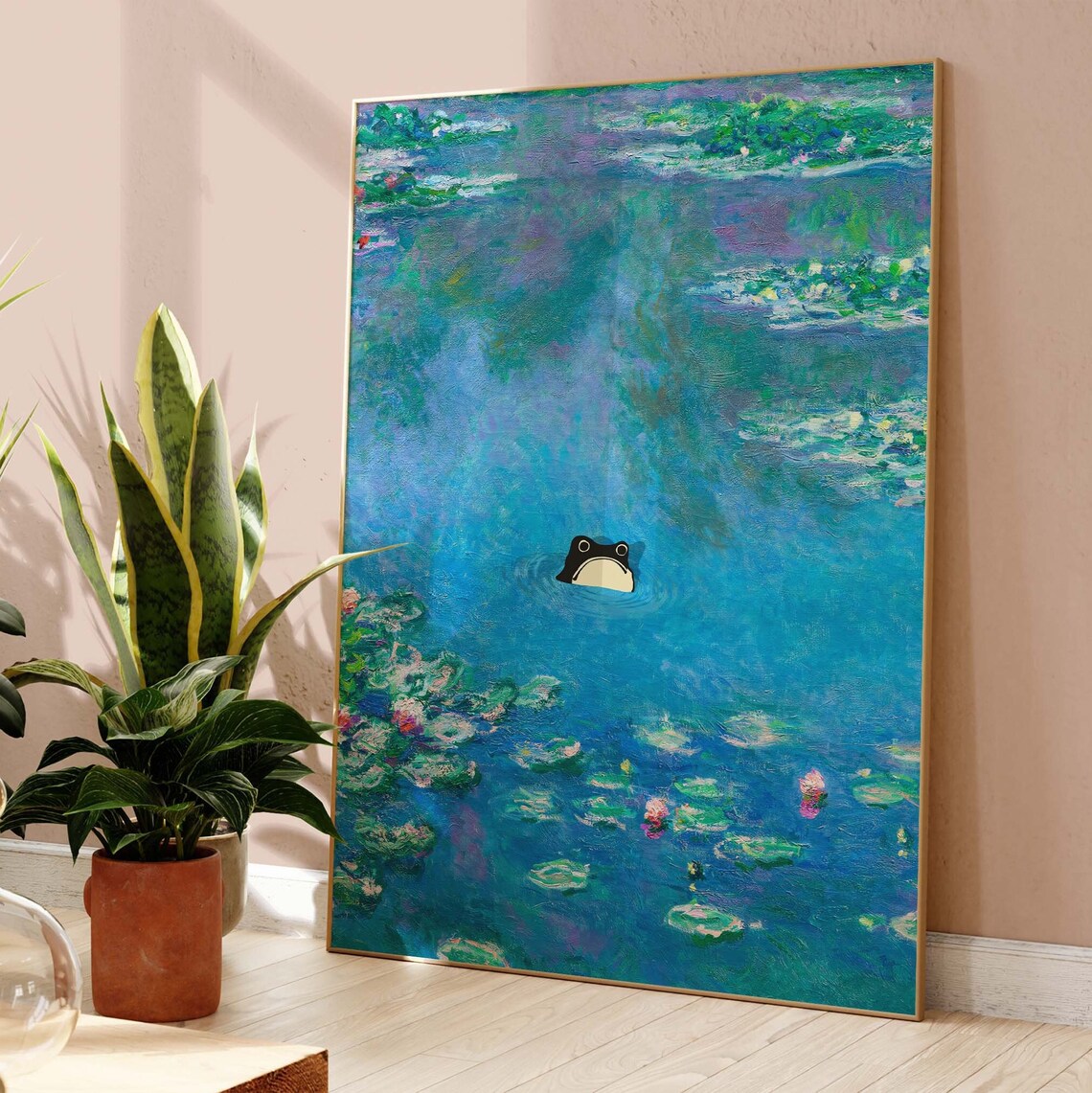 Unimpressed Frog, Monet-Inspired Waterlily Poster - Image 4