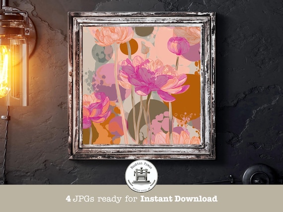 Vibrant Magenta Blossom Modern Abstract Botanical Flower Poster