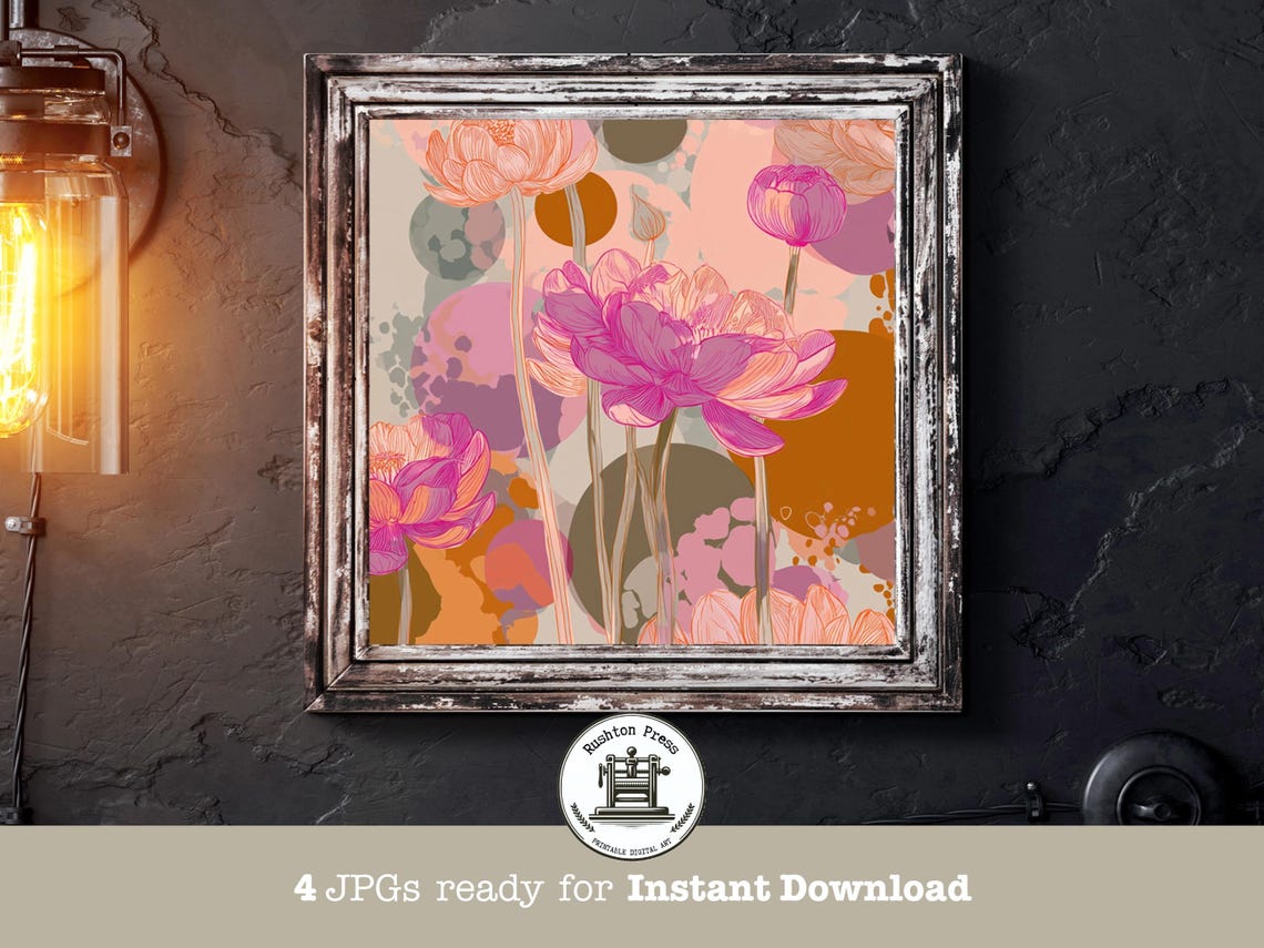 Vibrant Magenta Blossom Modern Abstract Botanical Flower Poster
