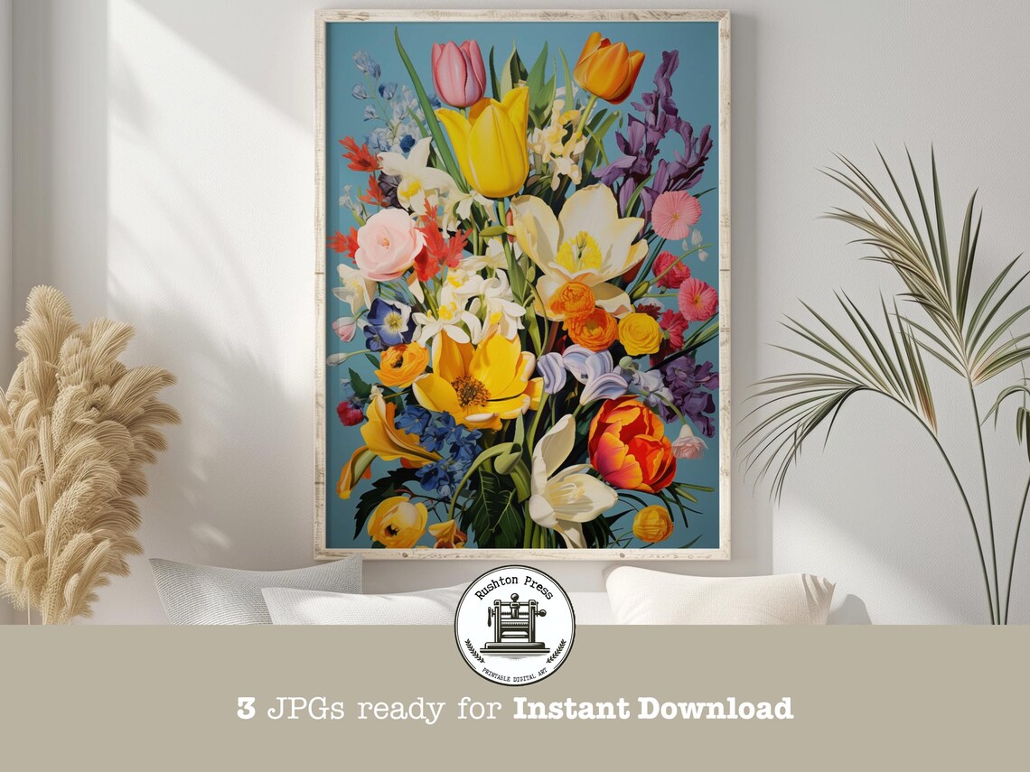 Surrealist Floral Collage Art Whimsical Spring Flowers