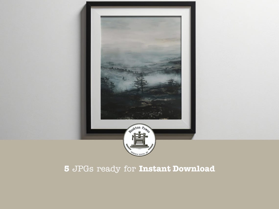 Misty Pennine Hills Rolling Fog Moody Vintage English Landscape Poster