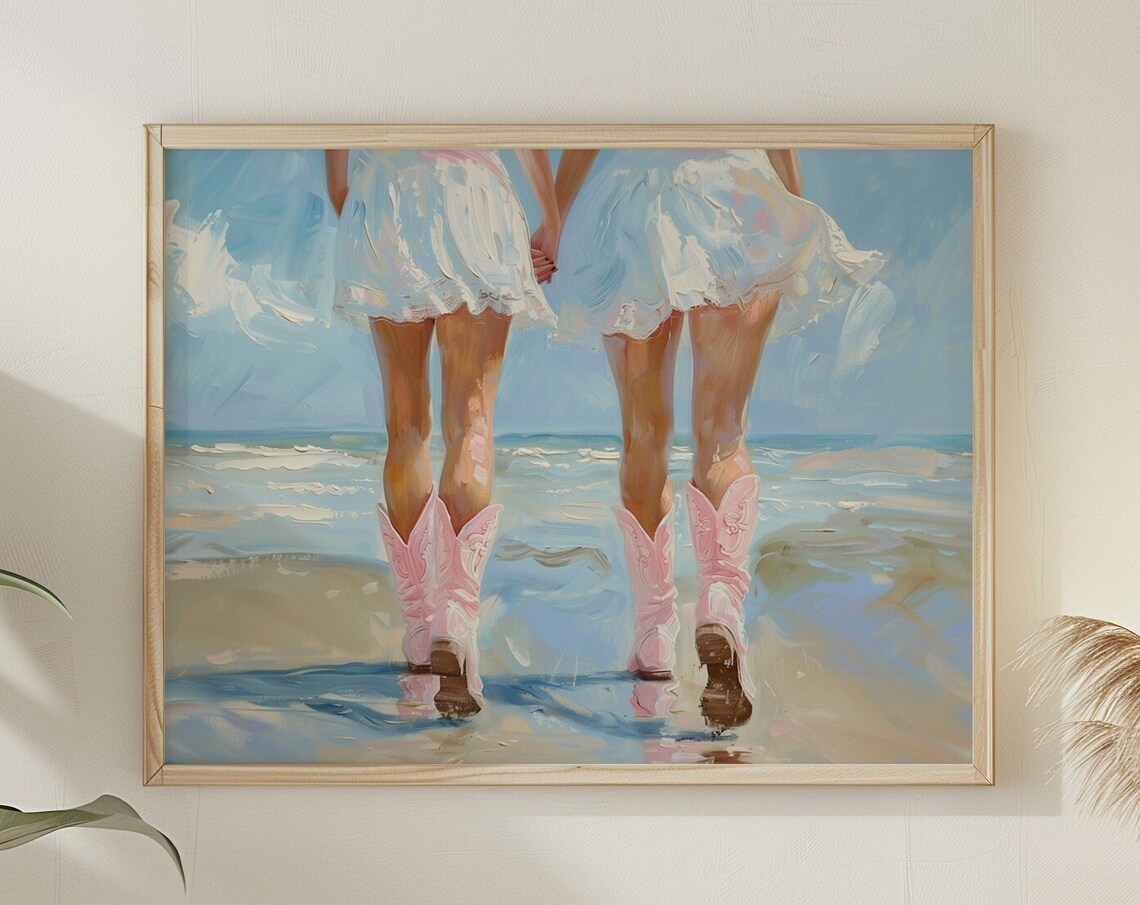 Coastal Cowgirl Dorm Room Art Print, Preppy Boho