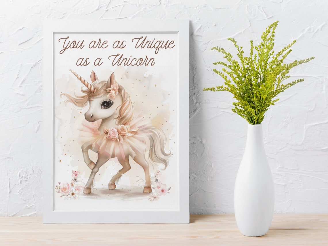 You are as Unique as a Unicorn Pink Tutu Unicorn Nursery Poster - Image 2